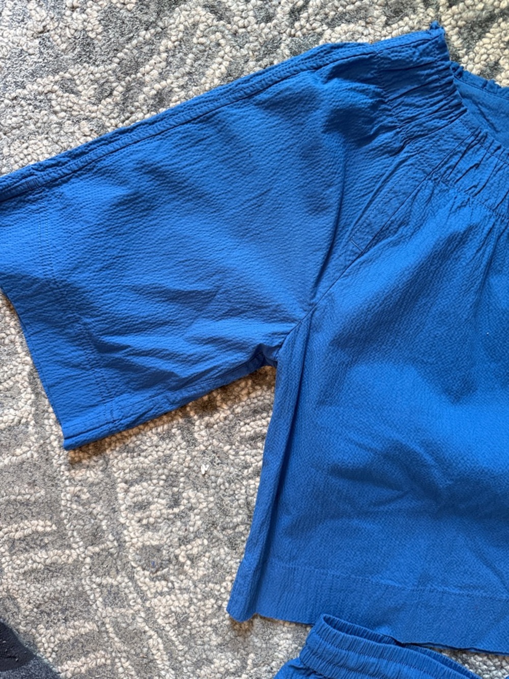 Everlane Cerulean Blue Two-Piece Organic Cotton Lounge Vacation Short Set sz S - Picture 4 of 6